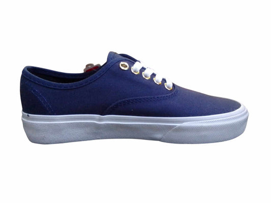VANS AUTHENTIC BLUE WHITE FLATLACE SHOES (BLM-FL)
