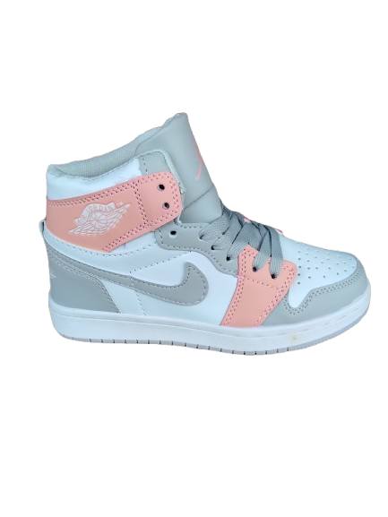 KIDS JORDAN 1 MIDCUT GREY PINK (K-J1M GP)