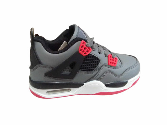 KIDS JORDAN 4 GRAY BLACK RED (K-J4 GBR)