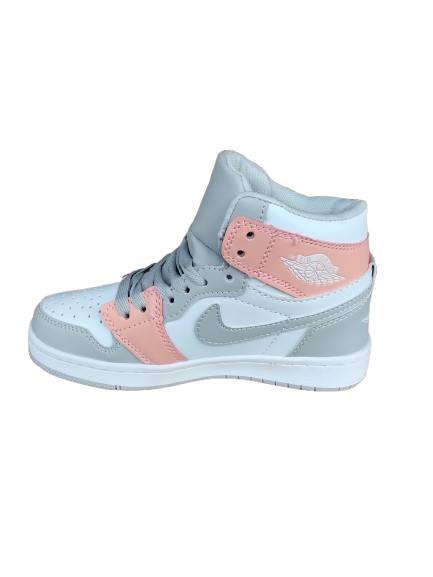 KIDS JORDAN 1 MIDCUT GREY PINK (K-J1M GP)