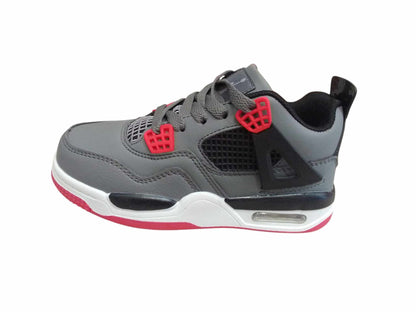 KIDS JORDAN 4 GRAY BLACK RED (K-J4 GBR)