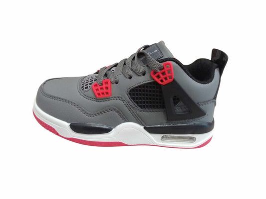 KIDS JORDAN 4 GRAY BLACK RED (K-J4 GBR)