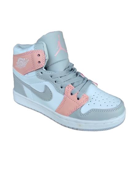 KIDS JORDAN 1 MIDCUT GREY PINK (K-J1M GP)