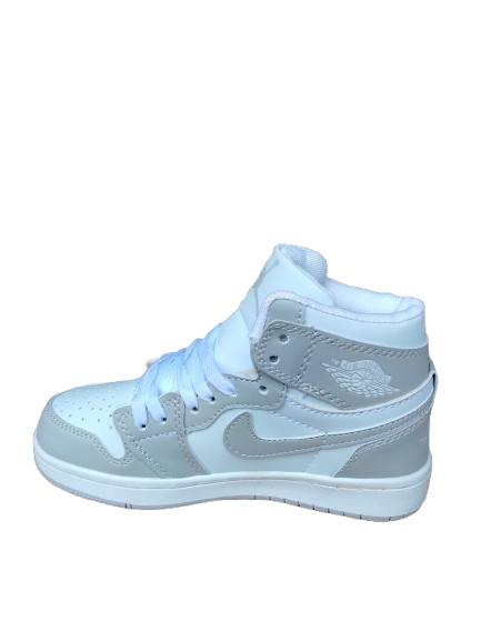 KIDS JORDAN 1 MIDCUT GREY WHITE (K-J1M GW)