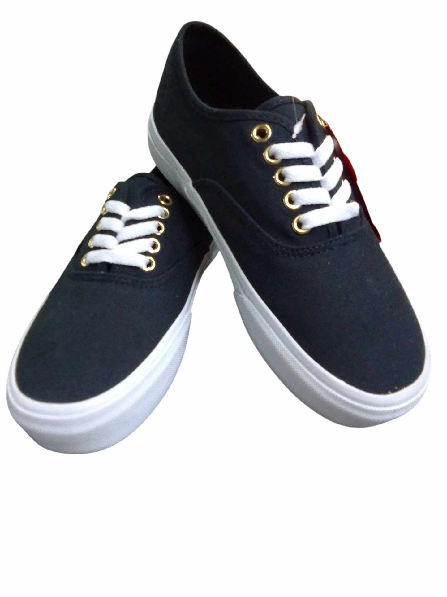 VANS AUTHENTIC BLACK WHITE FLATLACE SHOES (BM-FL)